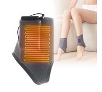 Electric Ankle Warmer - Thin Ankle Support with Heating, Timer & Power Bank Function, USB-Powered, 45℃/55℃/65℃, Machine Washable, Black (Heating+Battery-, Grey)