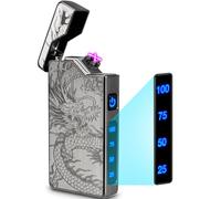 Electric Arc Plasma Lighter Portable, Rechargeable USB Lighter Windproof and Flameless for Outdoor Camping and Hiking, Cool Dragon Lighters for Men, Gifts for Him Men Father (Black)