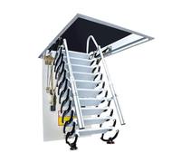 Electric Attic Ladder - Invisible Folding Ceiling Loft Ladder with Telescoping Handrail and Retractable Pull Down Stair