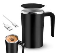 Electric Automatic Self-Stirring Coffee Cup - 380 ml, with Handle, Thermal Mug with Temperature Display, 304 Stainless Steel Magnetic Mixing Cup for Coffee and Protein Shakes (Black)