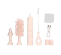 Electric Baby Bottle Brush Cleaning Brush Set with 2 Speeds and Rotating Silicone Bristles,Bottle,Pacifier,Straw Brush Cleaner (Pink)