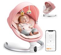 Electric Baby Bouncer Chair for Infants, APP Remote Control Baby Swing with 5 Point Safety Harness 5 Swing Speeds 3 Timers and 10 Music, Automatic Rocker for Newborn 0-6 Month Max 9 kg