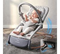 Electric Baby Bouncer, Ergonomic Baby Swing Chair with Tap Control, 3 Swing Speed & Touch Panel, 2 Timer Modes (30/60 Min), 8 Lullabies, Adjustable Volume, for 0-30 Months, Up to 40lb, Dove Grey