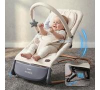 Electric Baby Bouncer, Ergonomic Baby Swing Chair with Tap Control, 3 Swing Speed & Touch Panel, 2 Timer Modes (30/60 Min), 8 Lullabies, Adjustable Volume, for 0-30 Months, Up to 40lb, Cream White