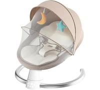 Electric Baby Bouncer with Bluetooth, Baby Bouncer Chair with 5 Swing Speed, 3-Stage Timer and Remote Control, Portable Swing Chair from Birth for Newborn Boys Girls (Khaki)