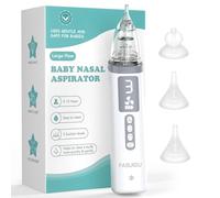 Electric Baby Nose Suction, Baby Nose Vacuum Cleaner, with 3 Types of Suction, 3 Soft Silicone Heads, 10 Soothing Music and Lights, Suitable for Infants/toddlers (0-12 Years Old), White Gray, Silicone
