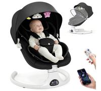 Electric Baby Swing, 5 Swing Settings, 3 Adjustable Angles, 5-Point Harness | 12 Melodies, Motion-Activated Rocking, Remote Control, 8/15/30-Min Timer, for Newborns 0-6 Months, Home or Outdoors
