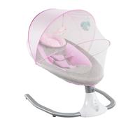 Electric Baby Swing with Bluetooth and Remote Control, 4 Swing Speeds and 4 Timer Settings, 12 Lullabies Infant Rocker with Mosquito Net and Sunshade for Newborn up to 18 kg, Pink