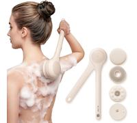 Electric Back Brush, Back Brush, Gentle Exfoliating, Charging, Long-Handled Shower Brush, Back Cream Aid for Women, Men, Seniors, Deep Cleansing for All Skin Types, Good Foam - Pink