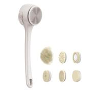 Electric Back Scrubber for Shower 2-Speed Adjustment Long Handle Power Body Scrubber Type-C Rechargeable Waterproof for Cleansing Exfoliating and Massaging Skin (White) (Elegant White)