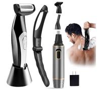 Electric Back Shaver for Men with Extreme Reach Long Handle Rechargeable - Effortless Body Grooming and Multi-functional Nose Hair Trimmer