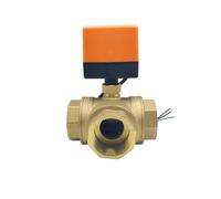 Electric Ball Valves Brass Three-Ways T/L Type Three-Wire Two-Control Three-Wire one-Control 220V 24V 12V Motorized Ball Valve(T TYPE-220VAC-CR02,1.25 Inch)
