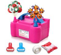 Electric Balloon Air Pump Kit, 600W Balloon Inflator Electric Pump with UK Plug Dual Nozzle Automatic Inflator Blower Portable Pump, Glues and Tying Tool for Party,Birthday,Wedding,Festival Decoration