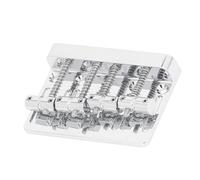 Electric Bass Bridge 4 String Fixed Saddle with Thickened Base Plate Hex Wrench for P J Bass Style Bass (Silver)