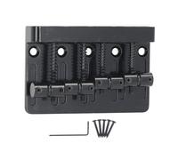 Electric Bass Bridge 4 String Heavy Duty Fixed Saddle Tailpiece with Thickened Base Plate for P Bass J Bass Style Bass Upgrades Iron Zinc Alloy Construction Includes Hex Wrench (Black)
