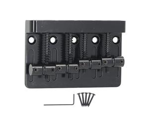 Electric Bass Bridge Tailpiece 4 String, Fixed Saddle with Thickened Base Plate, Heavy - Duty Iron Zinc Alloy Bridge for P Bass J Bass, Includes Hex Wrench and Mounting (Black)