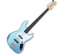 Electric Bass Guitar 4 String Full Size J-Style Dual Single Coil Pickups Metallic Ice Blue for Beginners