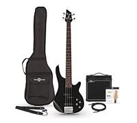 Electric Bass Guitar Chicago by Gear4music Beginner Pack with 15W Amp | For Beginners and All-Level Bassists, Single and Split-Coil Pickups for Versatile Tones, 15W Amp, Gig Bag and Cable Included
