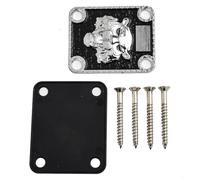 Electric Bass Neck Plate 4 Screw Metal Alloy Strong(SilverB) | Fits for fender style, for tele models, bass guitars, 6.3x5.1cm size, easy bolt-on installation