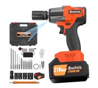 Electric Battery Wrench 550Nm Impact Impact Driver Set, Battery PoweOrange 1/2 Driver Impact Socket Set with 2500RPM Variable Speed, High Torque Impact Wrench with 12PCS Drill Set, Led Light, Orange