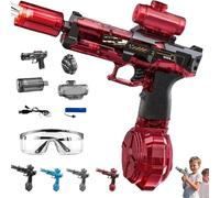Electric Battle Water Gun, Blaze Rat Auto Water Blaster, Electric Automatic Squirt Gun, 2025 New Large Capacity Pistol Aqua Shooter Hydro Blaster with Flash, Summer Swimming Pool Party Toy (Red)