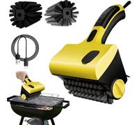 Electric BBQ Brush Cleaner, Cordless Power Roller Blasts Rotating Grill Brush, with 2 Adjustable Speeds, 360° Rotating Heads, Two Replaceable Heads, for Barbecue, Bathroom