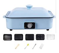 Electric BBQ Grill and Hot Pot Cooker, 4 in 1 Multifunction Non-Stick Multi Plate Set for Indoor and Outdoor Cooking