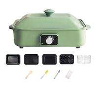 Electric BBQ Grill and Hot Pot Cooker, 4 in 1 Multifunction Non-Stick Multi Plate Set for Indoor and Outdoor Cooking