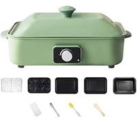 Electric BBQ Grill and Hot Pot Cooker, 4-in-1 Multifunction Non-Stick Set for Indoor and Outdoor Cooking