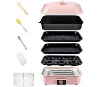 Electric BBQ Grill and Hot Pot Cooker, 4-in-1 Multifunction Non-Stick Set for Indoor and Outdoor Cooking