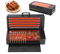 Electric BBQ Grill Machine with Auto Rotating Skewers, Smokeless, Stainless Steel Rollers for 360° Rotation, Easy Clean, Ideal for Parties, Backyard, Camping