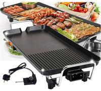Electric BBQ Grill with 5 Adjustable Temperature,1500W Smokeless Nonstick Portable Barbecue Griddle Machine, Separate Oil Pan, Multifunctional Cooking Grill for Indoor or Outdoor Use(XL:67x29.5x8.5cm)