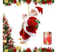 Electric Bead Climbing Santa Claus Decoration, Hanging Climbing Santa on Rope with Music, Battery Operated, for Christmas Tree Fireplace Party Home Holiday Décor (1pcs)