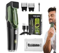 Electric Beard Trimmer, Electric Mustache Trimmer - IPX6 Moustache Razor with 2 Combs,Vacuum Trimmer, Rechargeable Portable Shaver for Boyfriend, Husband, Dad