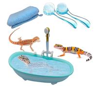 Electric Bearded Dragon Bathtub with 2Pcs Reptile Bath Brush and 1Pcs Lizard Towel, Bearded Dragon Pool, Bearded Dragon Swimming Pool with Faucet, Bearded Dragon Accessories, Bath for Bearded Dragon