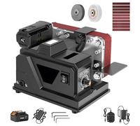 Electric Belt Sander, 180W Mini Bench Polisher with Stepless Speed Control, Adjustable Dual Bracket for Wood, Metal, Craft, DIY Projects