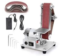 Electric Belt Sander, 7 Adjustable Speed Mini Belt Sander, Multifunctional Polishing Grinder Aluminium Alloy DIY Cutter Edge Sharpener