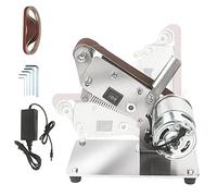 Electric Belt Sander for Woodworking, Resin, Metal DIY - Adjustable Sharpening & Polishing Tool with Wrenches & Sand Belts