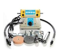 Electric Bench Buffer Polisher, 350W Mini Jewelry Rock Polishing Grinding Buffing Benchtop Tool Kits, Variable Speed 0~10000 RPM, DIY Rock Gem Jade