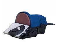 Electric Bench Disc Sander, Mini Belt Grinder/Knife Sharpener, 6 Speed Adjustable, Aluminum Tilt Worktable, 6 Pcs Sandpapers, for Wood Metal Crafts