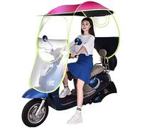 Electric Bicycle Sunshade Shelter Rain Cover, Battery Car Transparent Canopy Scooter Waterproof Umbrella Cover for Universal Car Motor Scooter,Red,with Rearview Mirror