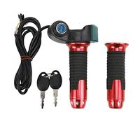 Electric Bicycle Throttle Handle, Twist Throttle Accelerator Grip with Green Digital Display, Grain Pattern Design, Universal Voltage Range 12V to 99V, Compatible with All Types of (red grip)