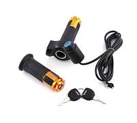 Electric Bike Throttle Grip, 5 Wires Twist Throttle Grips With LED Display And Key Lock For Electric Bike( Color : Golden )