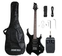 Electric black guitar HSH pickup with portable 5W functioin bluetooth travel amplifier set for beginner starter black color with gig bag(BKFE-30)