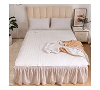 Electric Blanket Heated Under Bed Comfort Detachable Controller with 3 Heat Settings Polyester White Super Cosy Washable Fleece Heated Blanket Throws Pad Coverlet Mantle (160x150cm 2x Dual Controls)