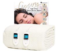 Electric Blanket King Size Bed Dual Control - 152x203x40cm - Fleece Fitted Heated Mattress Cover Underblanket with Skirt - Overheat Protection