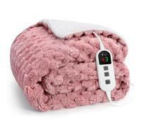 Electric Blanket Pink 200x150CM, Electric Throw Blanket, Machine Washable | Heated Blanket with 10 Heat Levels, Up-to-9-Hours Auto-Off Timer, Sherpa Flannel Blanket, Overheat Protection, Heated Throw