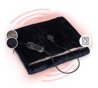 Klarstein Dr. Watson Supersoft Electric Blanket - Blanket, Couch Throw, Power: 120 W, 6 Power Levels, Backlit Display, Washable, 180 x 130 cm, Material: Supersoft TeddyPlush, Beige-Dark Blue