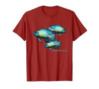 Electric Blue Acara Breeders Dwarf Cichlids Aquarium Fish T-Shirt, Men, Cranberry Red, Medium