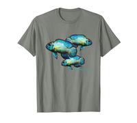 Electric Blue Acara Breeders Dwarf Cichlids Aquarium Fish T-Shirt, Men, Olive Heather, X-Large